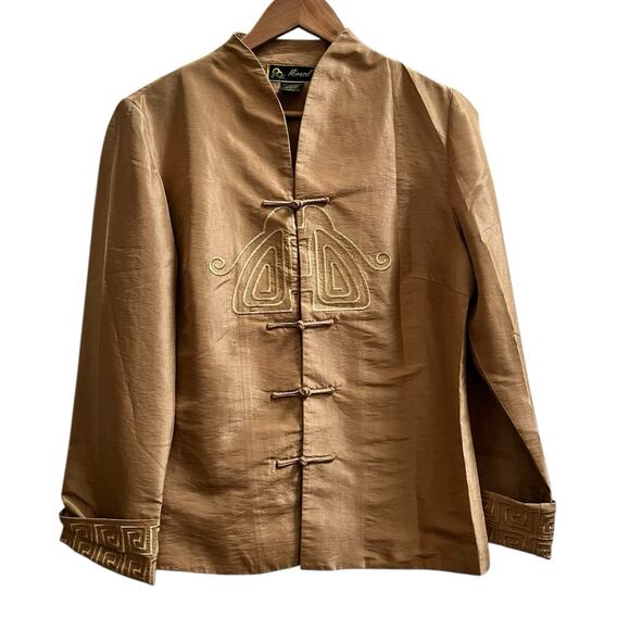 Mirasol Flaw Gold Lightweight Tang Jacket Silk Lined Size Small Asian Style - Picture 4 of 14